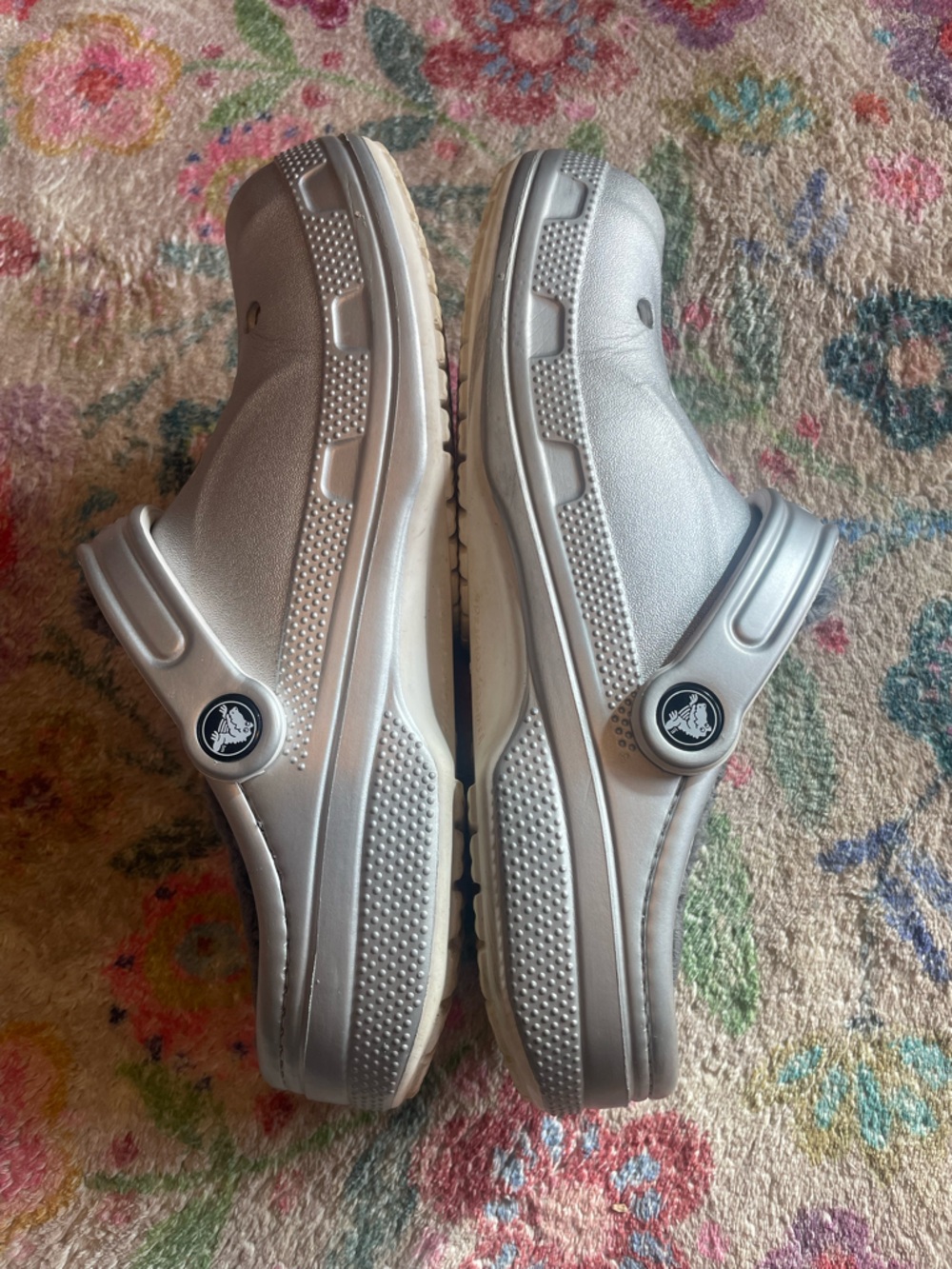 Silver Sherpa Lined Crocs - Picture 5 of 7